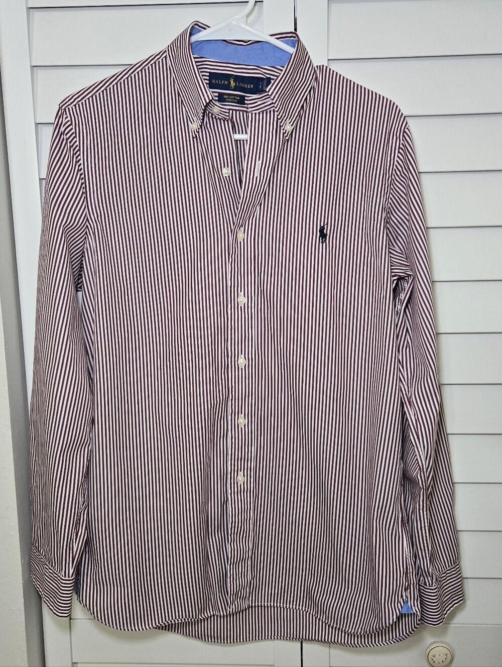 Ralph Lauren Men’s Red & White Striped Button-Down Shirt Size S